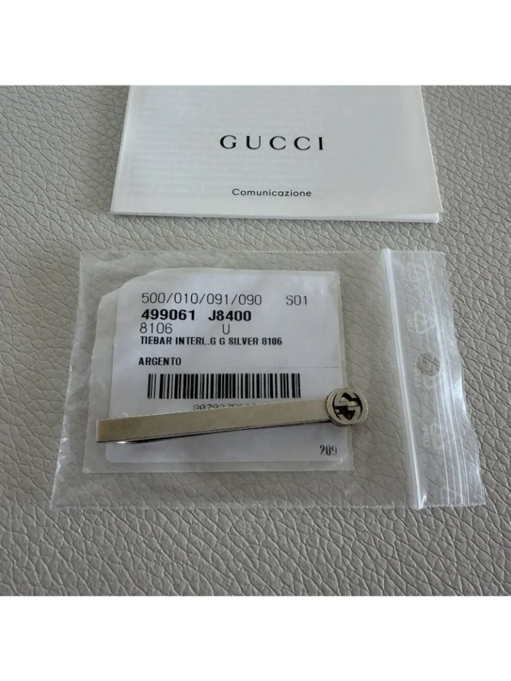 NEW Gucci Interlocking Sterling Silver G Pink Tie 100% Authentic